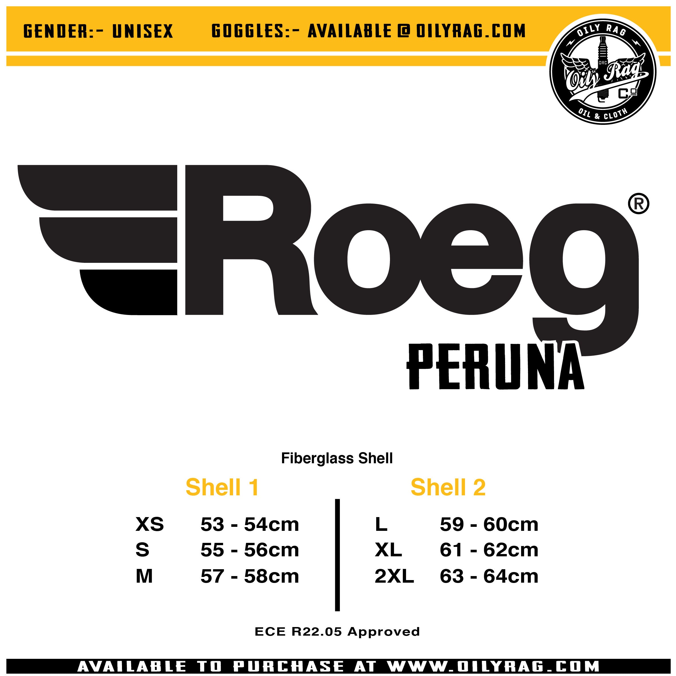 ROEG Peruna full face motorcycle helmet. Gloss black with peak.