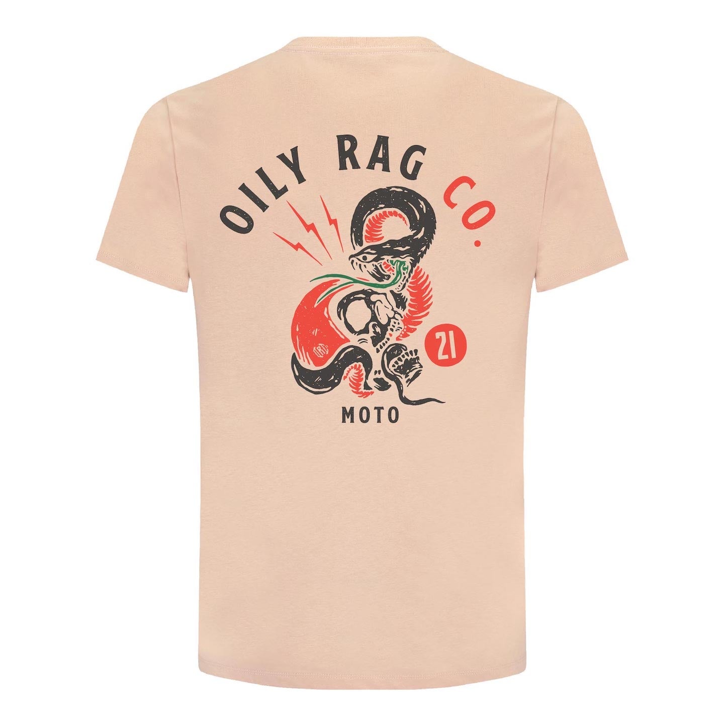 Oily Rag Co Unisex Skull n Snakes T-shirt - Back Print - Pale Pink ...