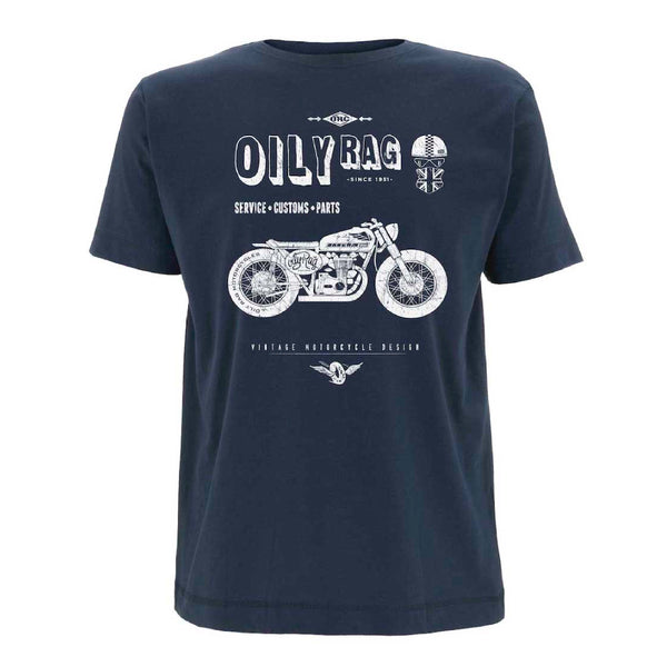 Shed Build Motorcycle T-shirt - Denim Blue