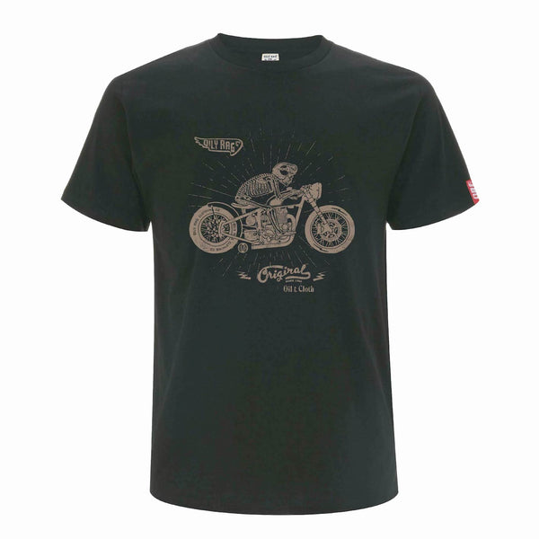 mens tshirt, motorcycle, biker Tee, charcoal, skeleton, motorbike rider, gift for bikers, skull