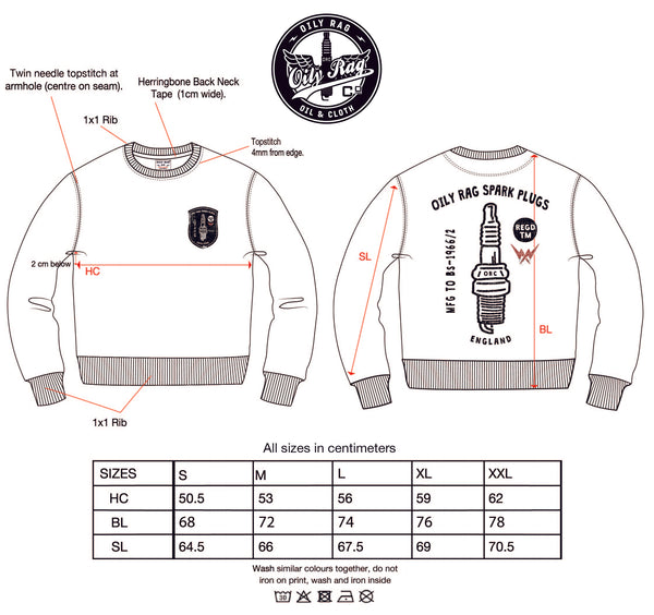 Spark Plug Crew Neck Sweatshirt - Black - Print Design Back & Front