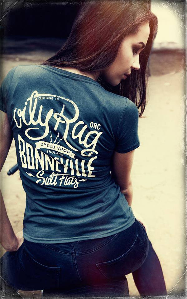Bonneville Racing T-shirt - Back Print - Charcoal