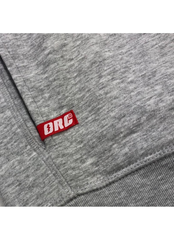 melange grey, red label, logo, brand