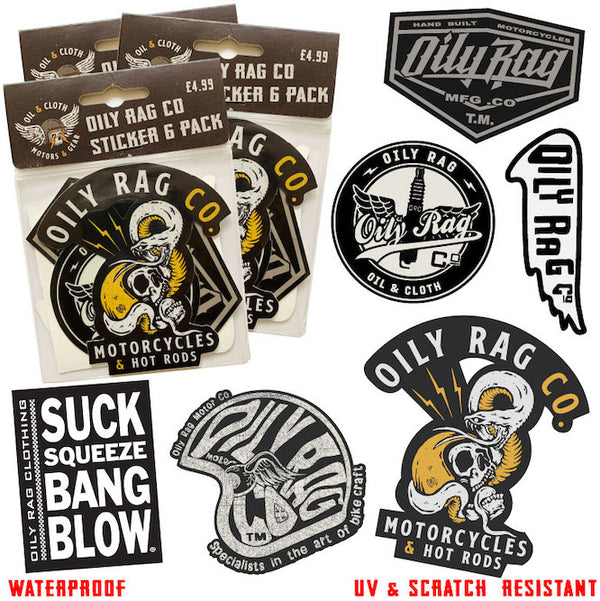 Copy of 6 Pack Sticker Set (B)-Collection of Cool Oily Rag UV & Waterproof Stickers
